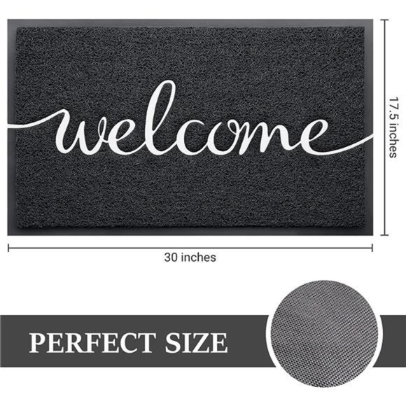 Welcome Door Mat Durable Low Profile Floor Mat Non Slip Indoor Outdoor 30x17.5 - Picture 5 of 5